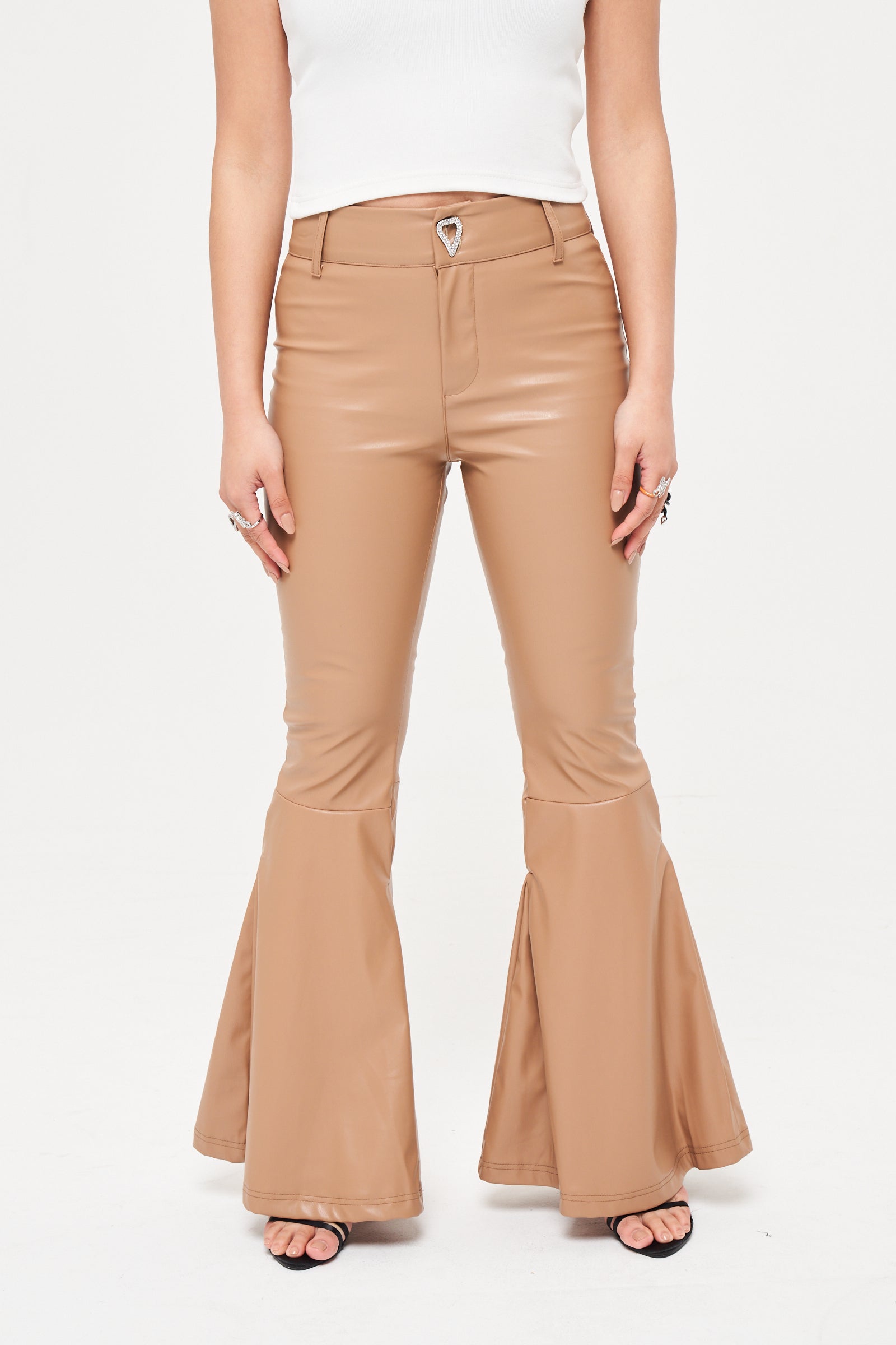 Nude flared hot sale pants